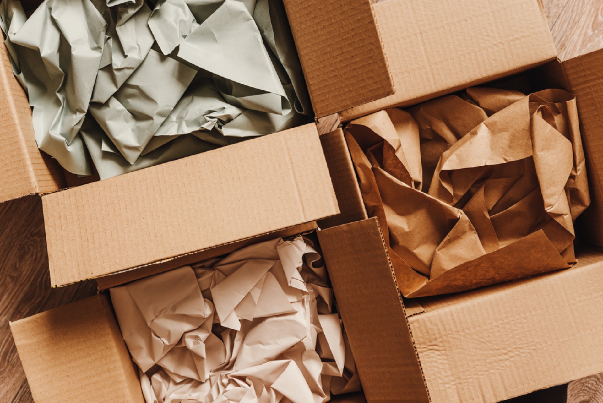 Boxes with protective void fill